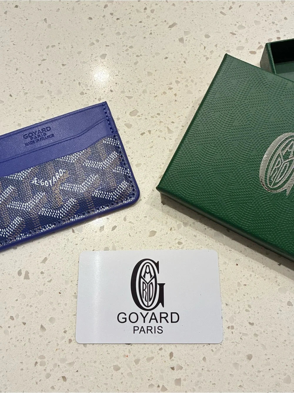 Goyard Blue Goyardine Cardholder with Navy Accents